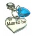 Mum To Be Clip on Charm with Blue Crystal